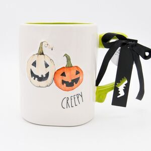 Rae Dunn Creepy Pumpkin Mug, 16oz Ceramic Halloween Coffee Cup, Spooky Gift, New